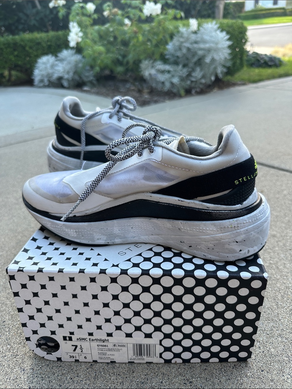 Stella McCartney Adidas aSMC earthlite White & Black platform Sneakers size 7.5